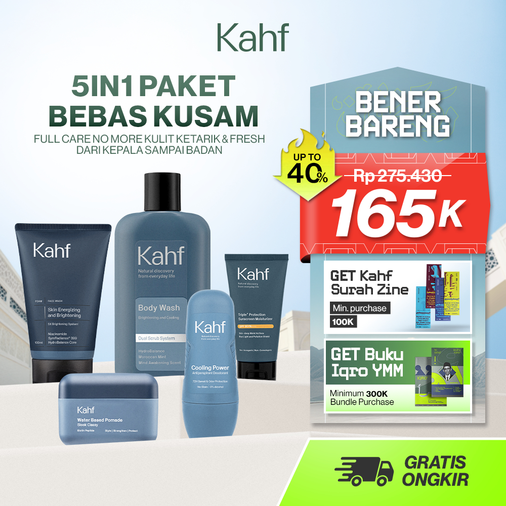 [KAHF BUNDLE 5IN1 PAKET BEBAS KUSAM : FULL CARE NO MORE KULIT KETARIK & FRESH DARI KEPALA SAMPAI BAD