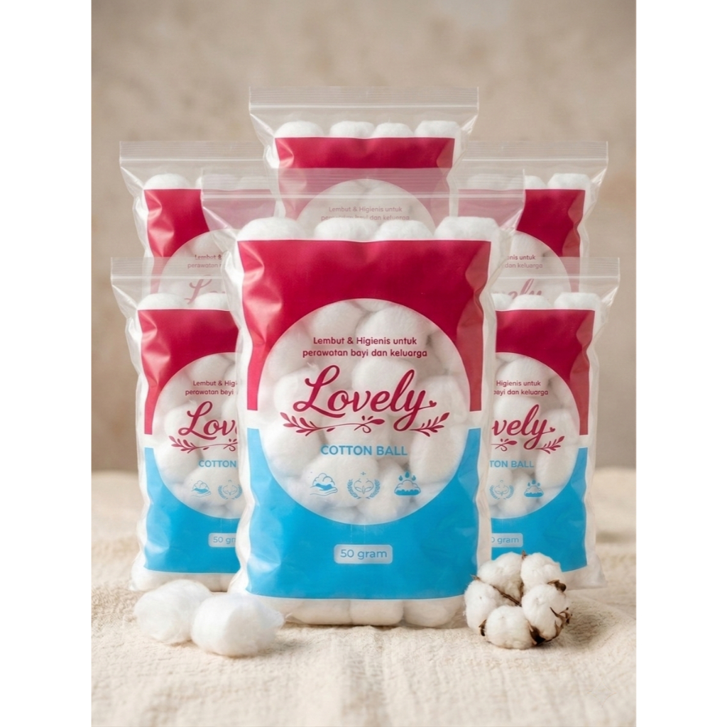 Paket Hemat Kapas Bola Bulat Lembut 6 Pack Grosir Perawatan Bayi Higienis Wajah Cotton  Serbaguna Is