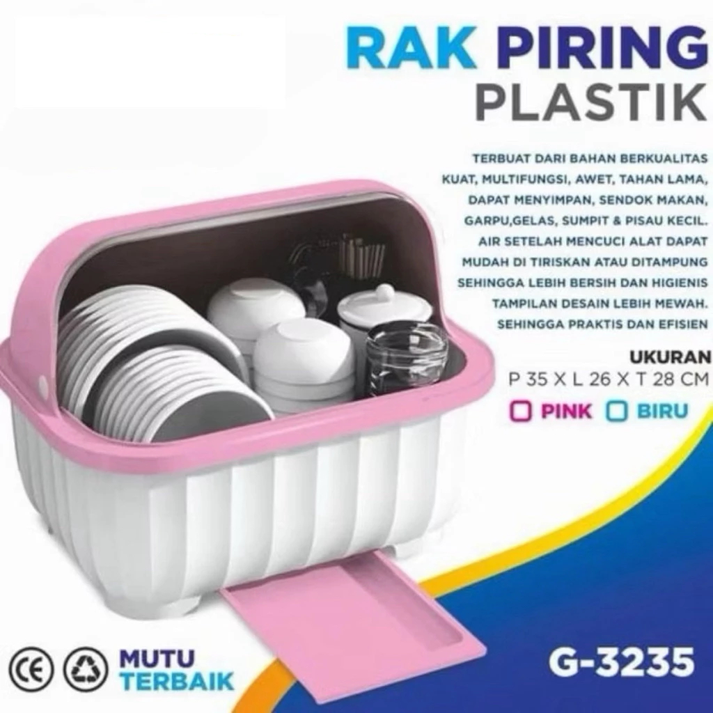 RAK PIRING PLASTIK GSF / RAK PIRING TUTUP TRANSPARANT / DISH DRAINER TEMPAT PIRING GELAS SENDOK GSF