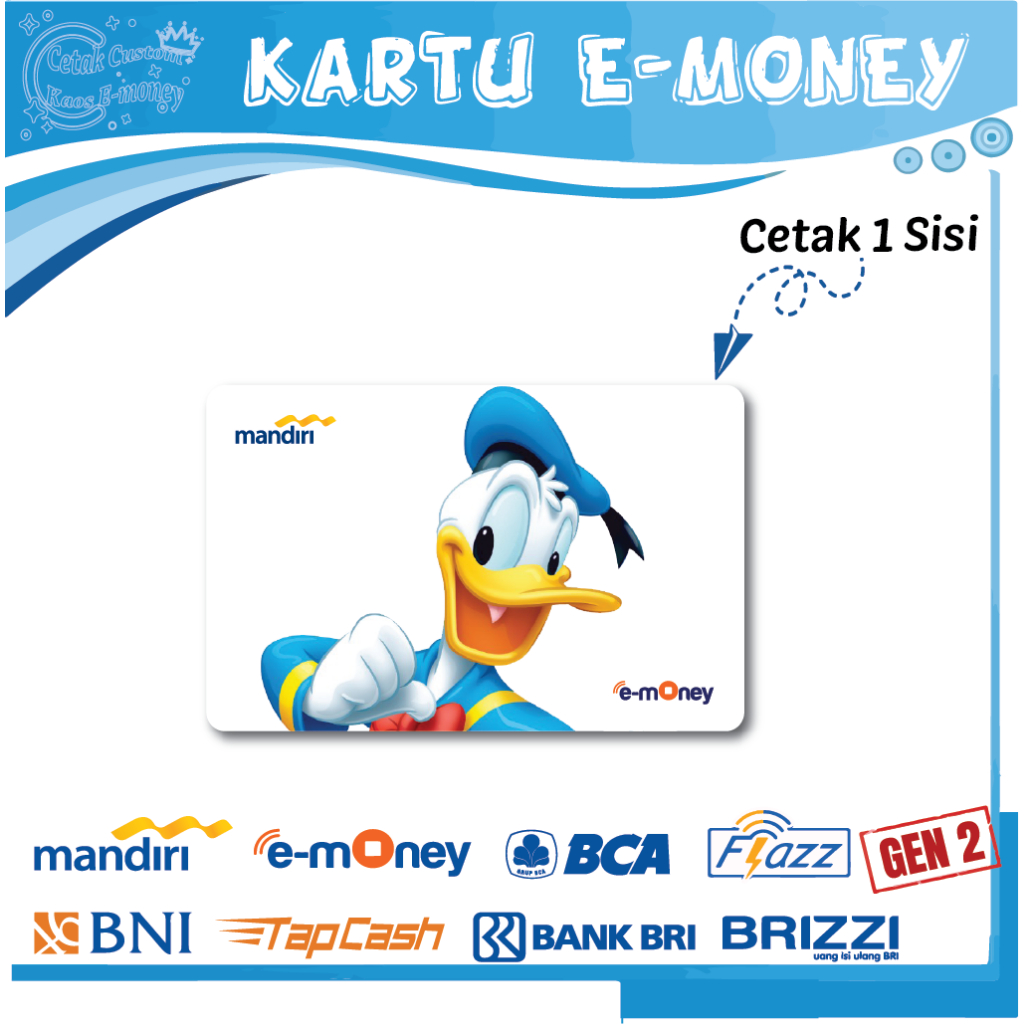 KARTU E MONEY E TOLL DONAL DUCK KARTUN KUMPULAN 7 EMONEY MANDIRI BCA BNI BRI - 1 SISI