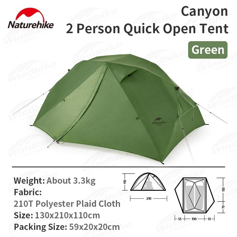 TENDA CAMPING CANYON 2P NATUREHIKE NH22ZP005 QUICK OPEN