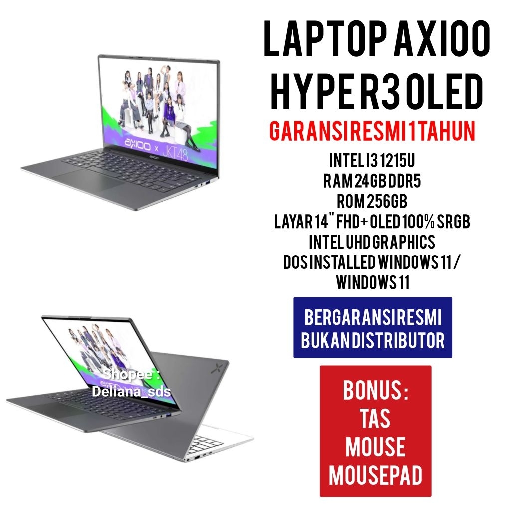 Laptop Axioo Hype R3 Oled I3 1215U 12/256GB SSD 14" FHD+ Oled Garansi Resmi 1 Tahun Laptop Axioo Hyp