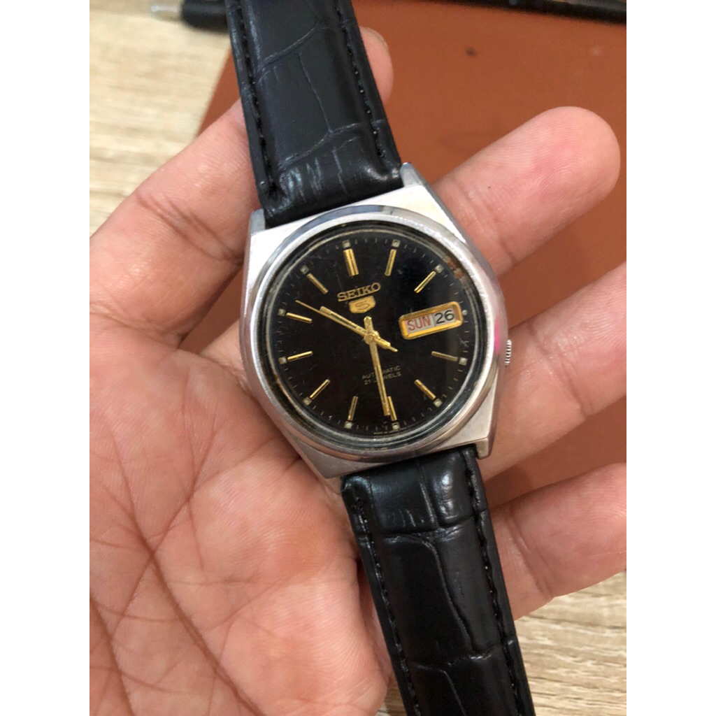 SEIKO 5 otomatis strap kulit siap pakai norml fungsi baik