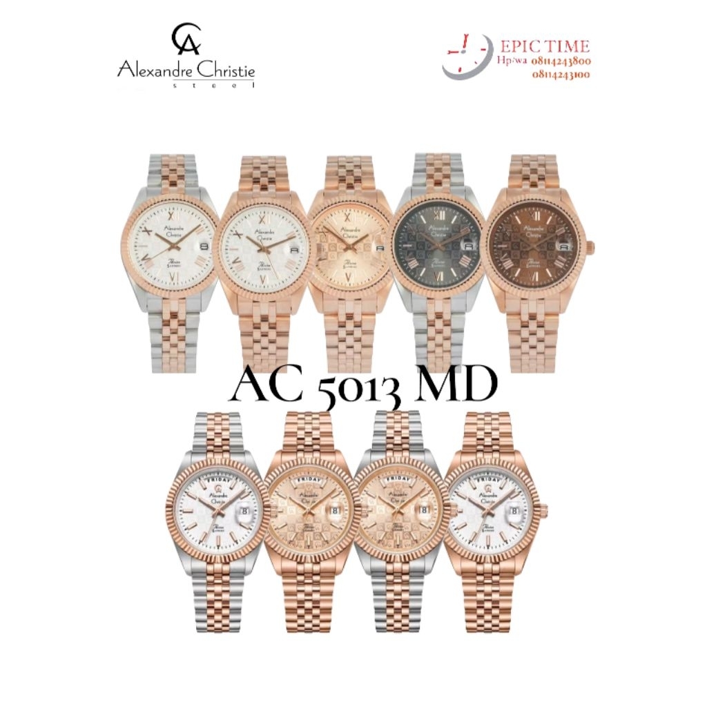 Jam Tangan Wanita Alexandre Christie 5013 MD AC5013 AC 5013 Tali Besi / Stainless Steel