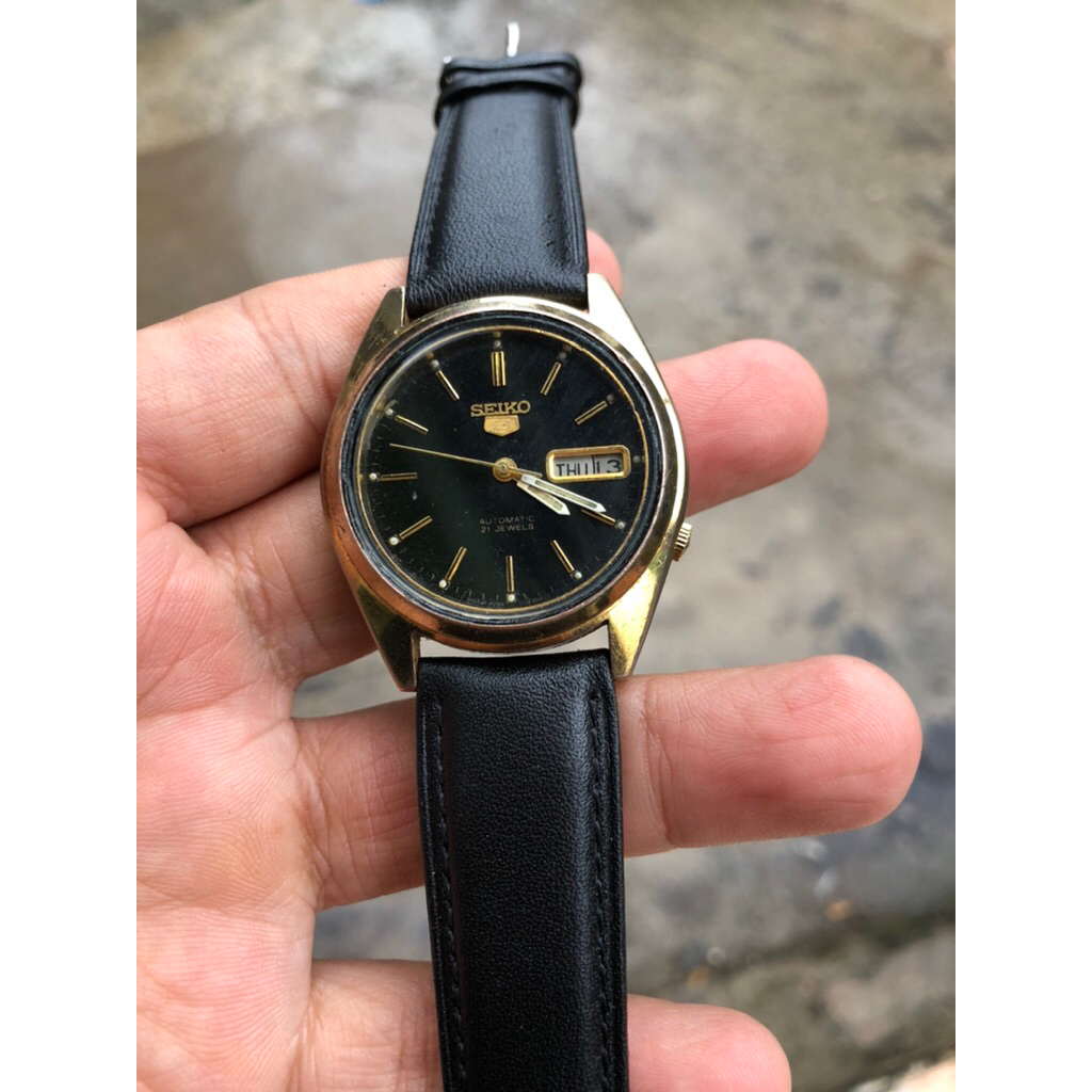 seiko 5 dial hitam kuning siap pakai normal mulus