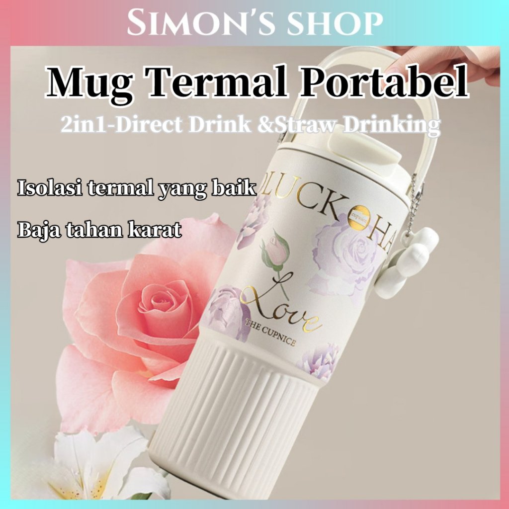 Tumbler Termos Stainless Steel Botol Minum Kapasitas Besar Estetik untuk Kopi