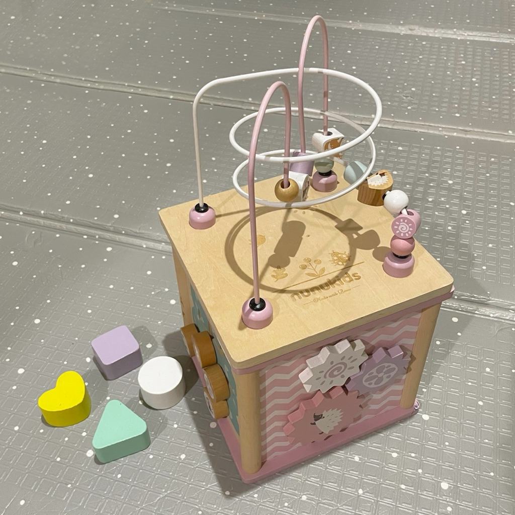 PRELOVED Nunukids Wooden Activity Cube | Mainan Bayi Anak Baby Edukasi Edukatif Toy Kayu Sempoa Abac