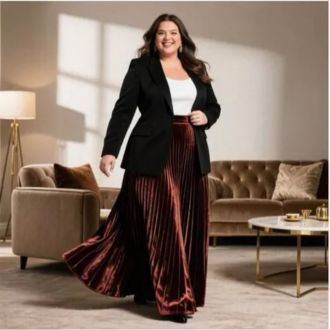 Rok Plisket Bludru Panjang Velvet Super JUMBO BB 75-90 kg Premium Tebal