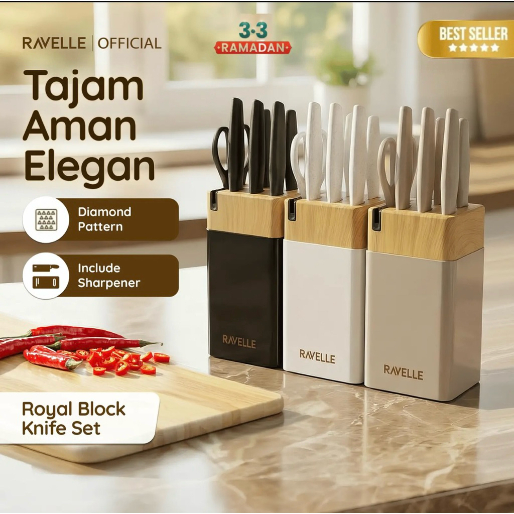 Ravelle pisau set plus holder