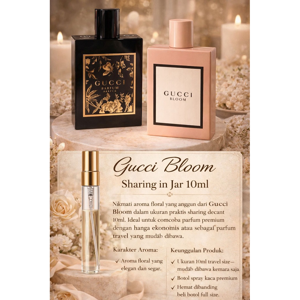 PARFUM/GUCCI BLOOM/TRAVEL SIZE 10ml/PARFUM GUCCI ORIGINAL 100%