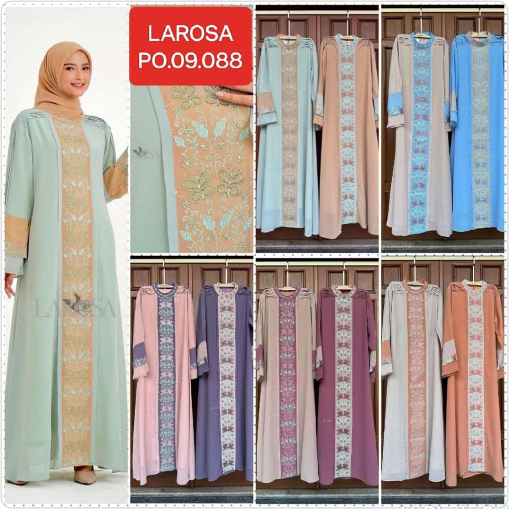Set Gamis Larosa bordir original 088.092  /  Dress larosa original set Kerudung   /  Gamis abaya lar