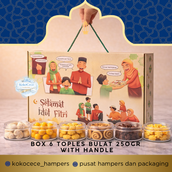 BOX LEBARAN isi 6 toples 250gr kue kering TAS KOTAK IDUL FITRI DUS KUE KERING ISI 6 TOPLES 250gr KOT