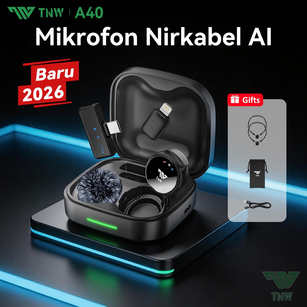 TNW A40 Wireless Microphone 2-In-1 Clip On Mic Magnetic Mikrofon AI Noise Canceling for Vlogger