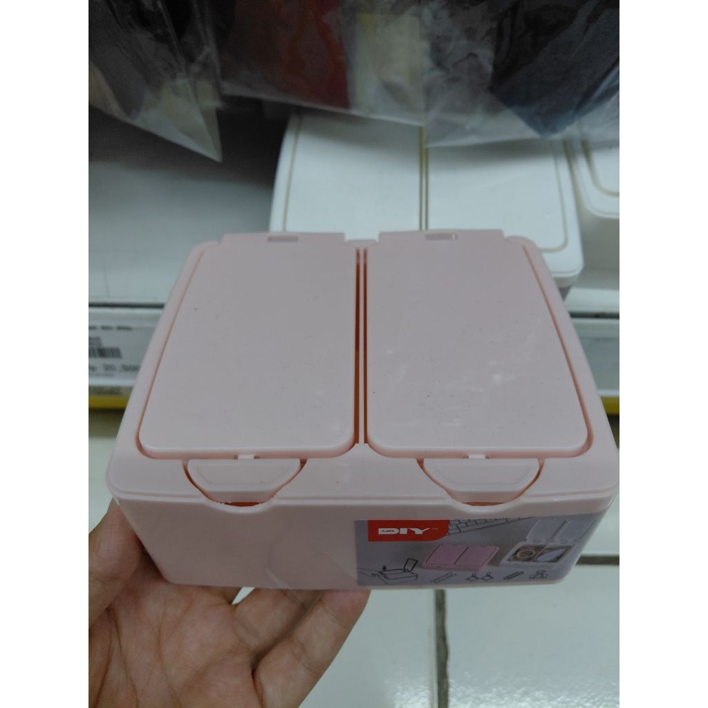 storage box buka tutup 2 laci tempat penyimpanan serbaguna aksesoris sticker | mr diy