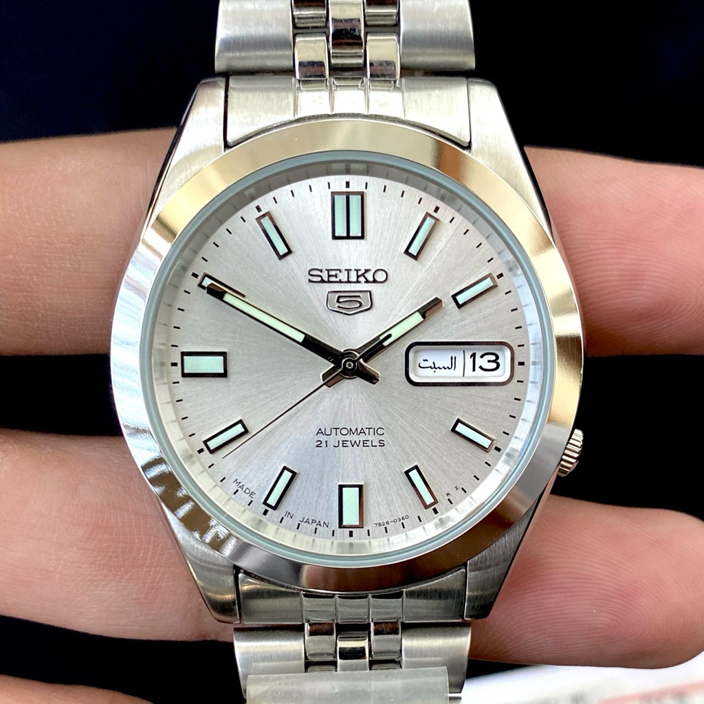 (SOLD OUT) Seiko 5 SNXB37 JDM Silver Sunburst Dial Ref. 7s26-00X0 Arabic Day (BNIB)