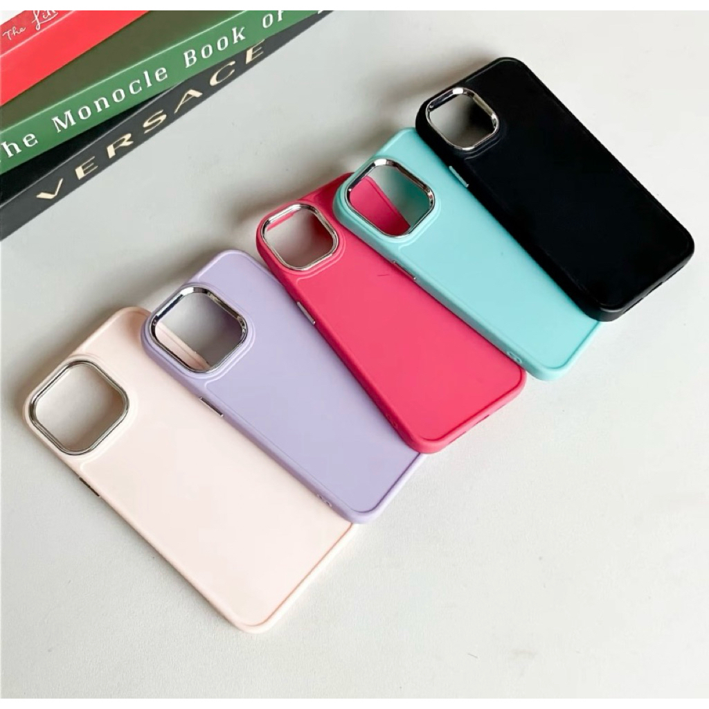 Case Iphone Plating Solid Colour Case Compatible Iphone 7 8 XS XR 11 12 13 14 15 Casing Polos Sederh
