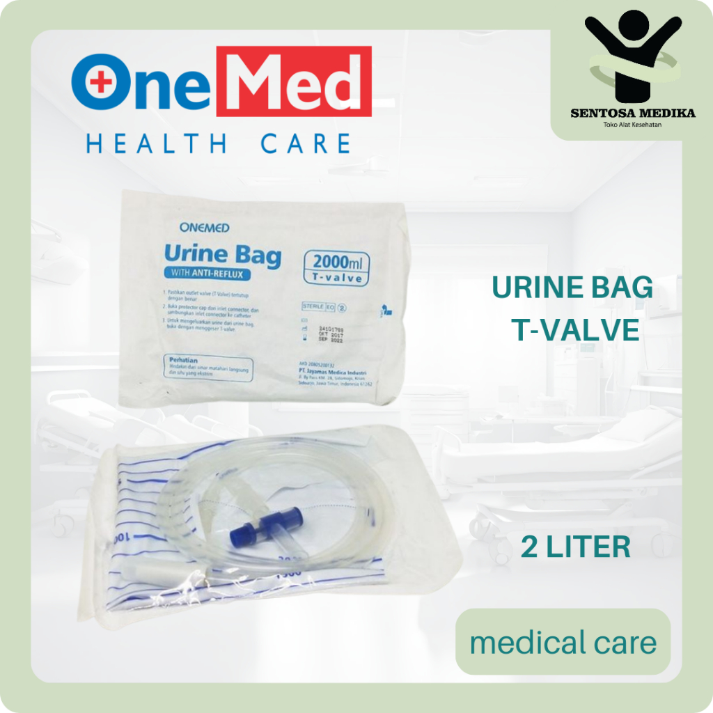 onemed urine bag t-valve 2 liter kantong urine