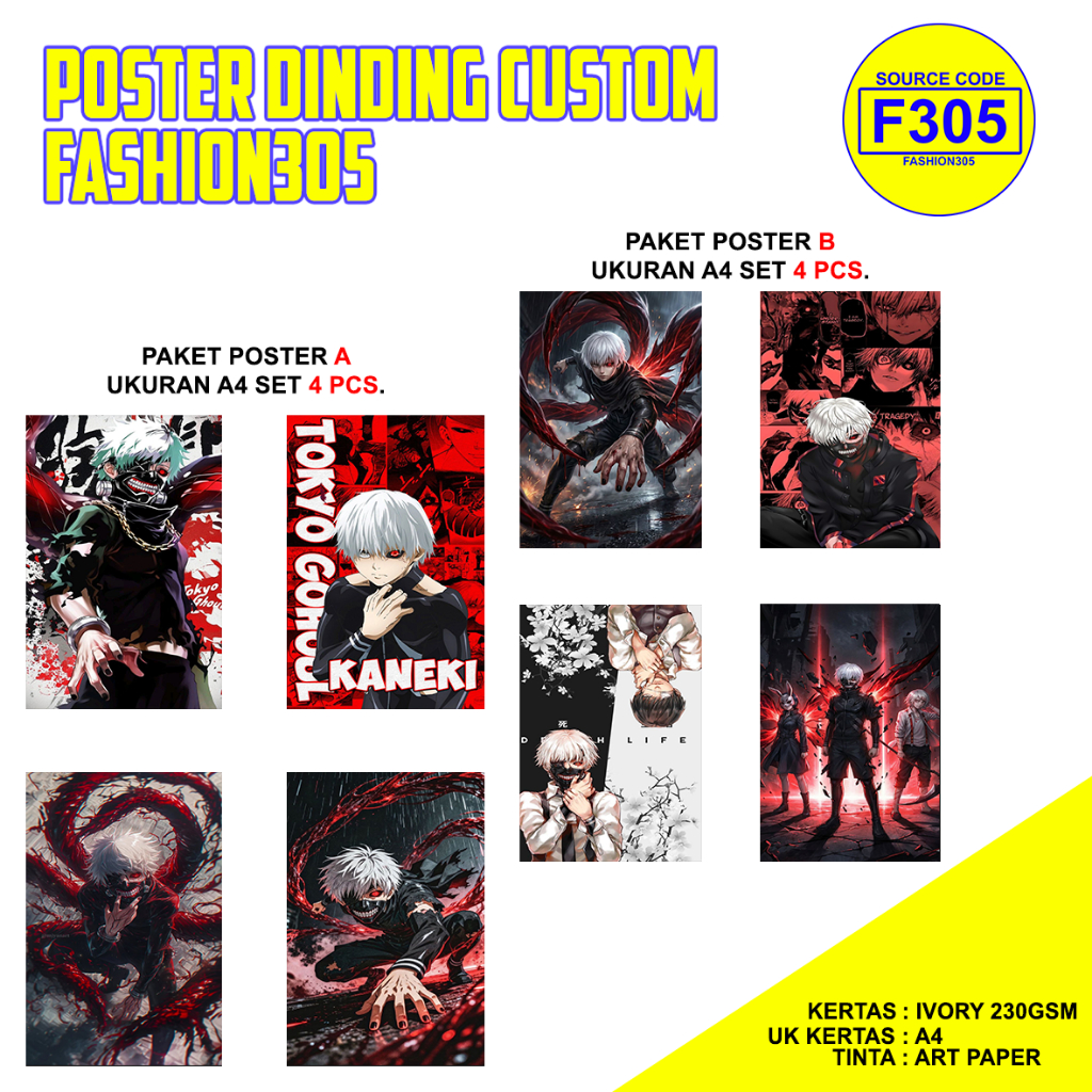 POSTER DINDING ANIME TOKYO GHOUL KEN KANEKI WALLPAPER DINDING