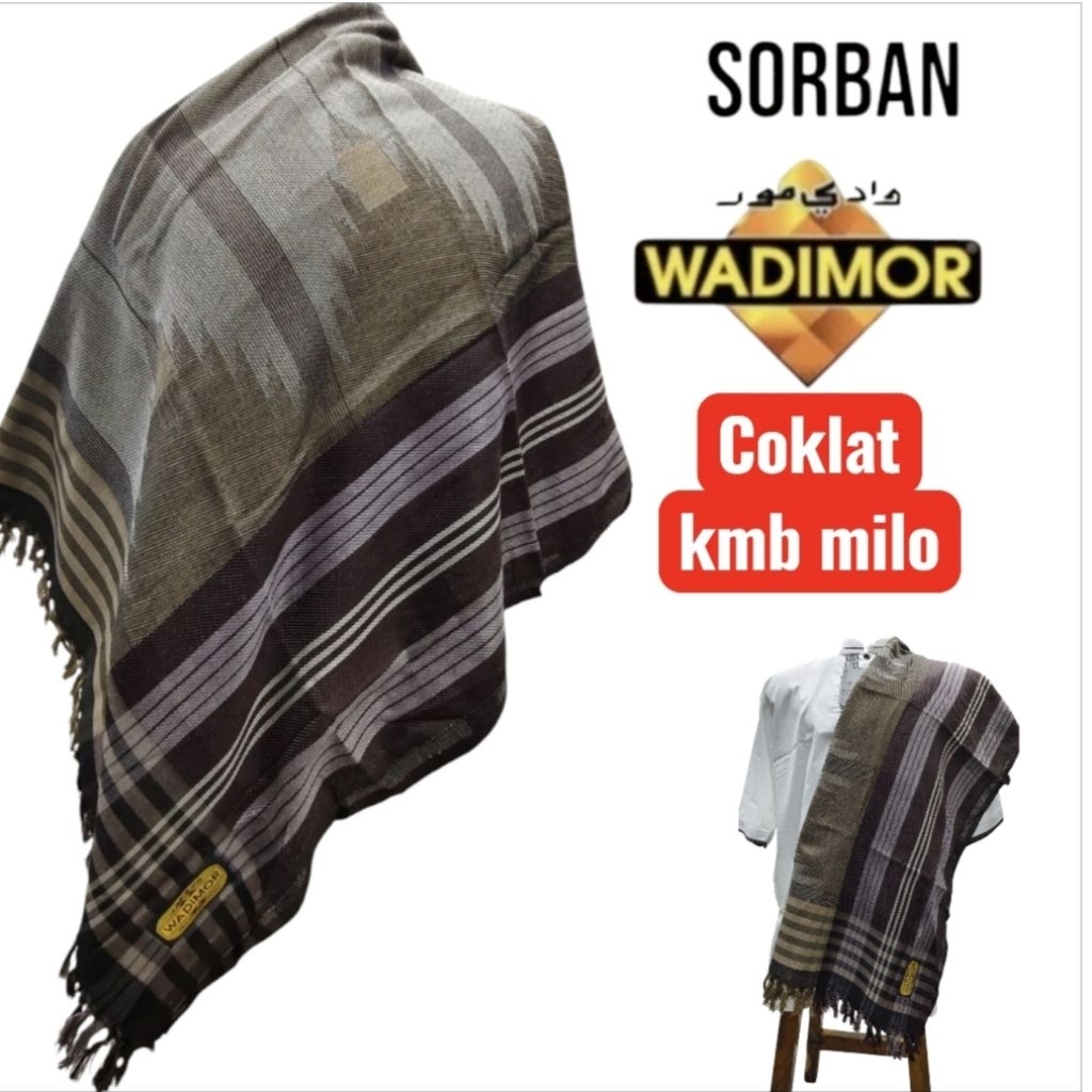 SORBAN WADIMOR JAGUARD SORBAN WADIMOR BAHAN KATUN MOTIF JAGUARD PREMIUM