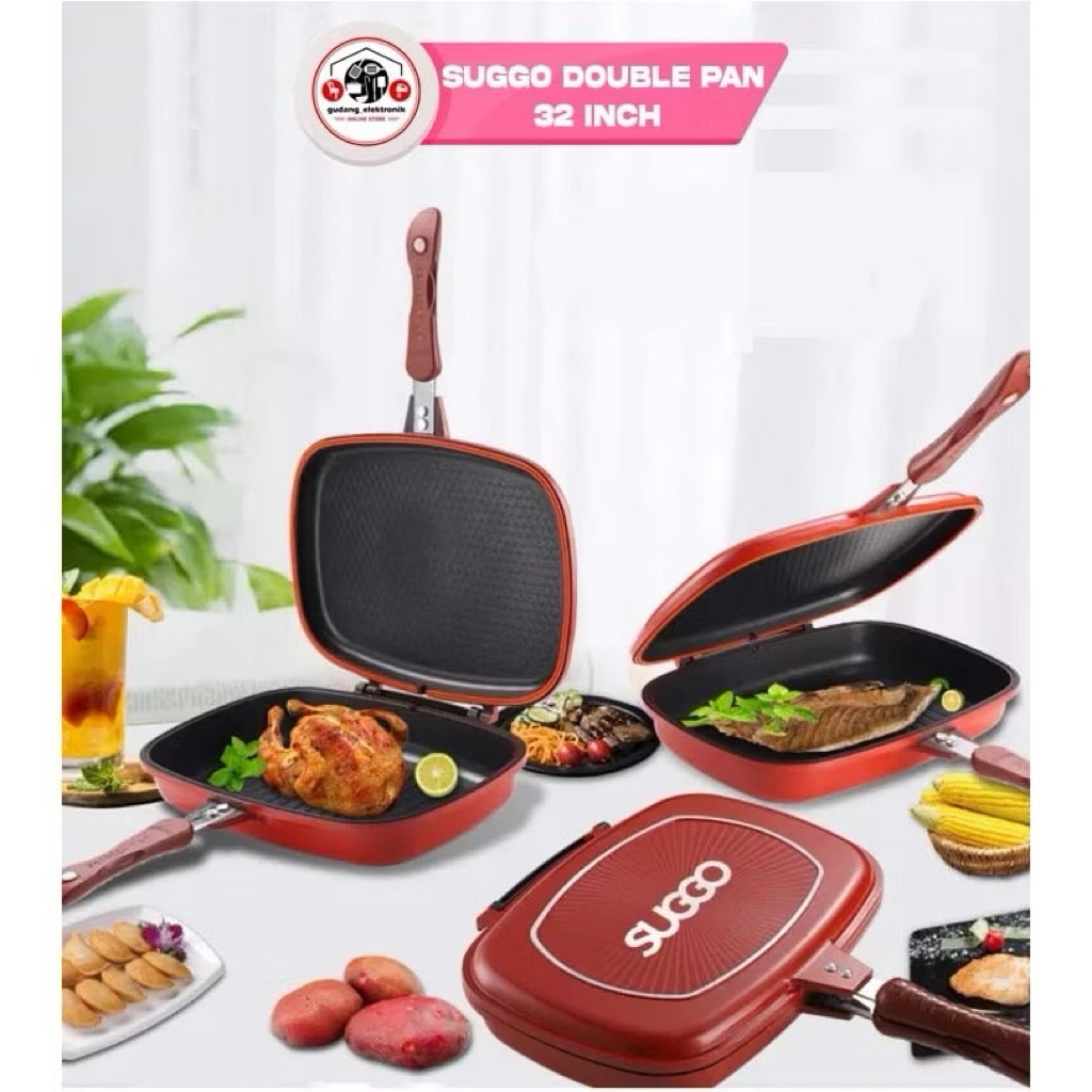 Pekanbaru 13 Maret 2026 - Suggo Double Pan Jumbo Original 32cm - Anti Lengket-Double Pan-Hepikol- Do