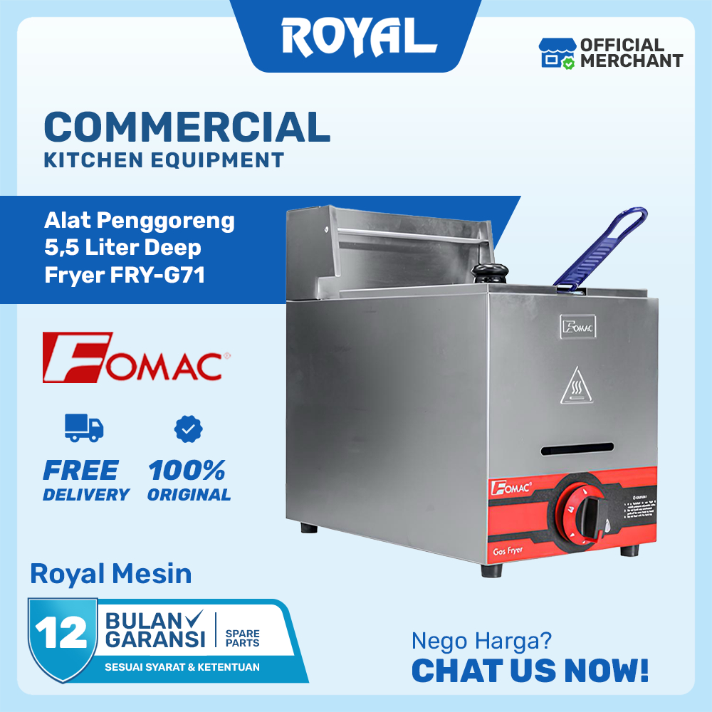 Alat Penggoreng Kentang Fried Chicken 5,5 Liter Deep Fryer 1 Kompor FRY-G71 / FRY-G71C FOMAC