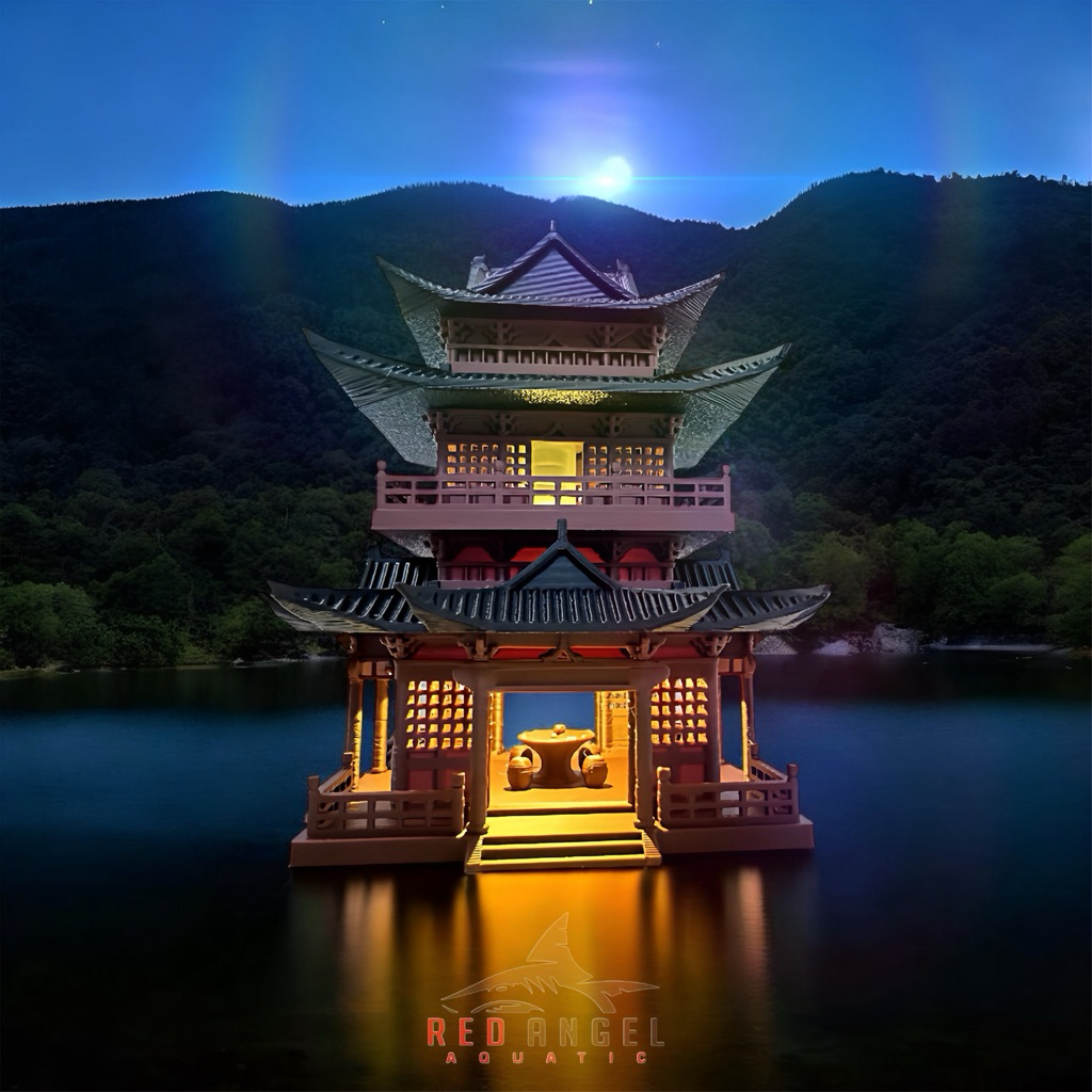 MINIATUR RUMAH MEWAH 3 LANTAI KUIL BERLAMPU HIASAN AQUASCAPE DIORAMA