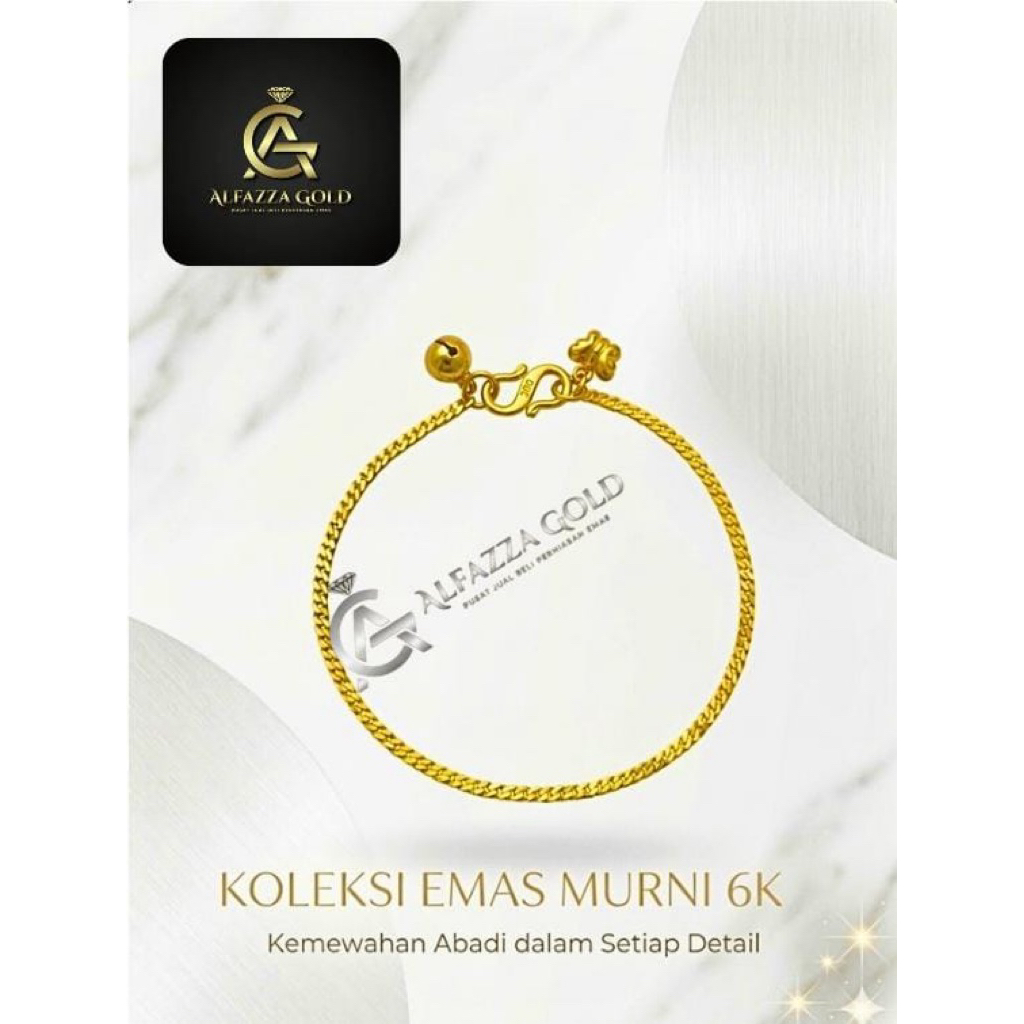 Gelang Rantai Dewasa Emas Asli Kadar 300/6K