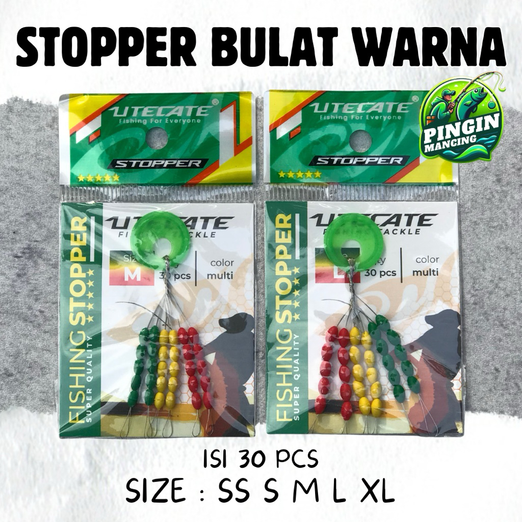 Stopper Pancing Bulat Warna Warni SS S M L XL Besar Kecil Isi 30 Pcs Utecate