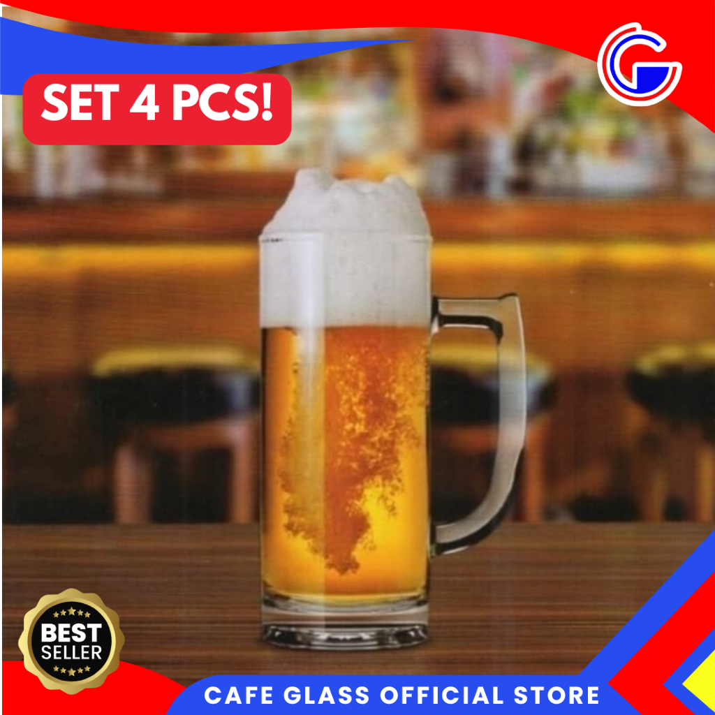Gelas Bir Jumbo 4 Pcs Citinova Bremen - Gelas Kaca Besar Bening Gagang - Cangkir Teh Jus Soda