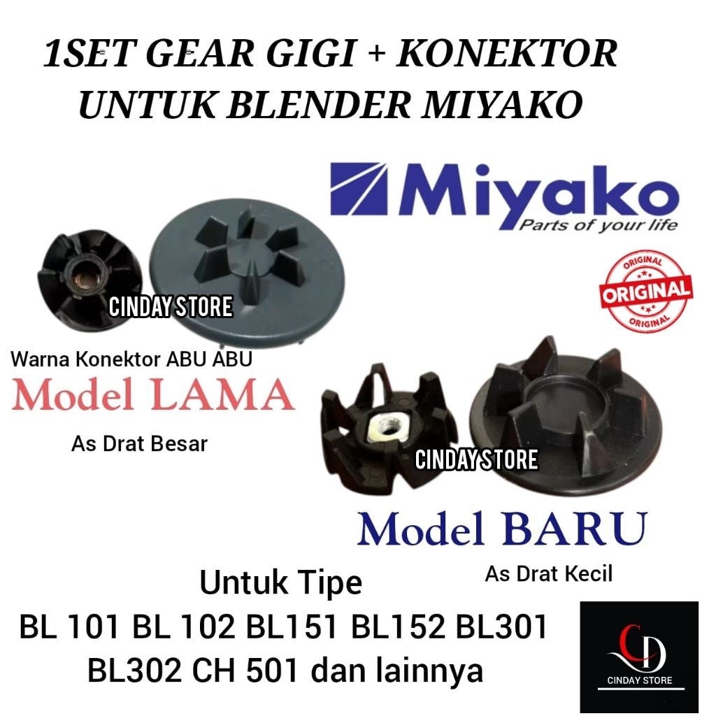 FULLSET GEAR GIGI KONEKTOR ORIGINAL MESIN BLENDER MIYAKO MODEL LAMA DAN BARU BL-101PL- BL-102PL- BL-