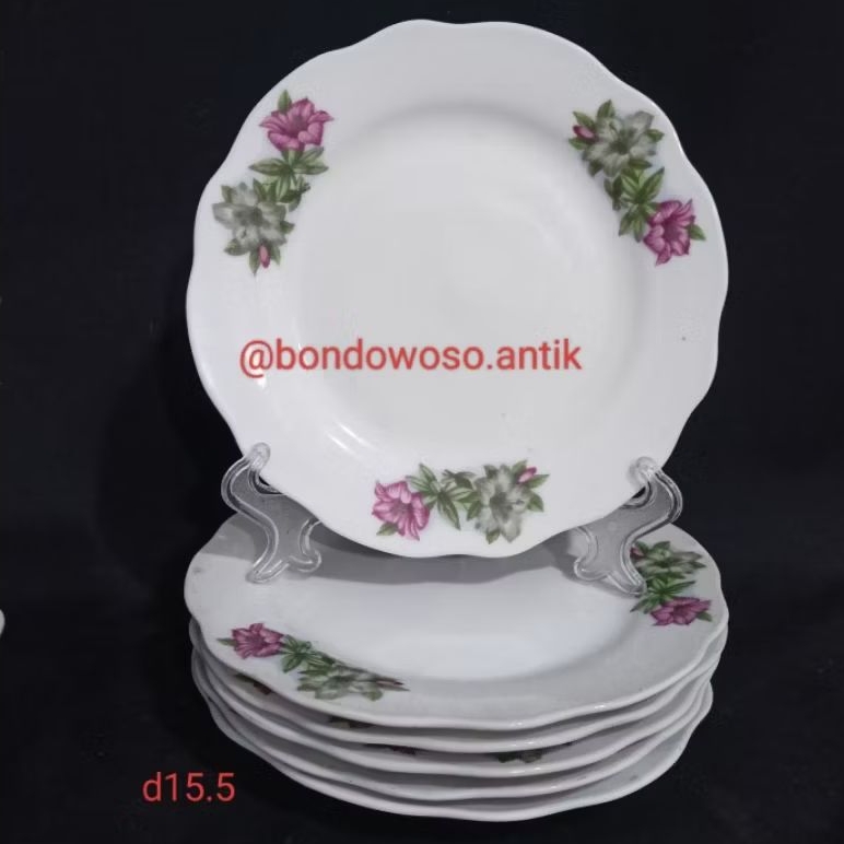 6 Piring kue lawas Bunga Kangkung d15.5