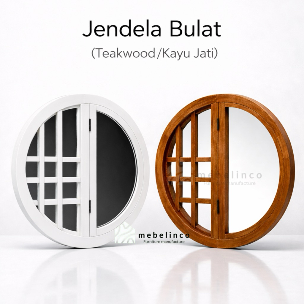 Kusen Jendela Kayu Minimalis - Kusen Jendela Bulat Putar Kayu Jati  - Jendela Rumah - JB3
