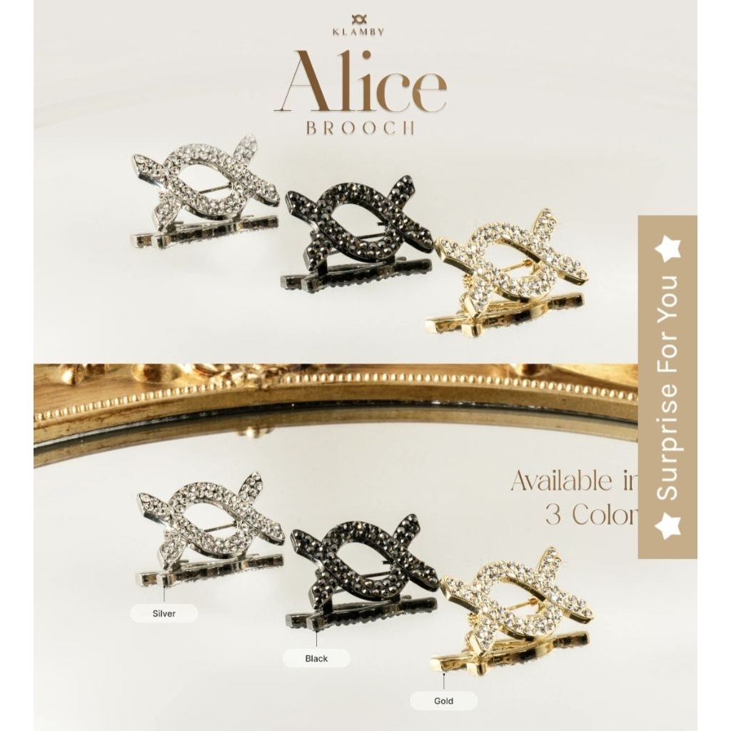 KLAMBY ALICE BROOCH BLACK