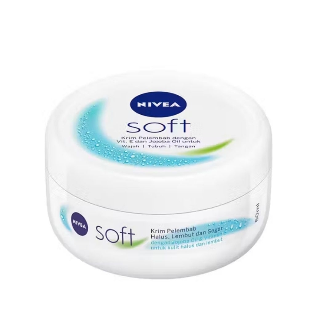 Nivea Soft Cream Moisturizer Soft Creme Jar 50 ml Hand Body Krim Multifungsi