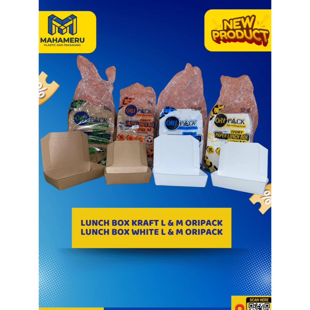 LUNCH BOX KRAFT WHITE L & M ORIPACK | LUNCH BOX WHITE S CONVERPACK + KRAFT S BETAPACK | PAPER TRAY K