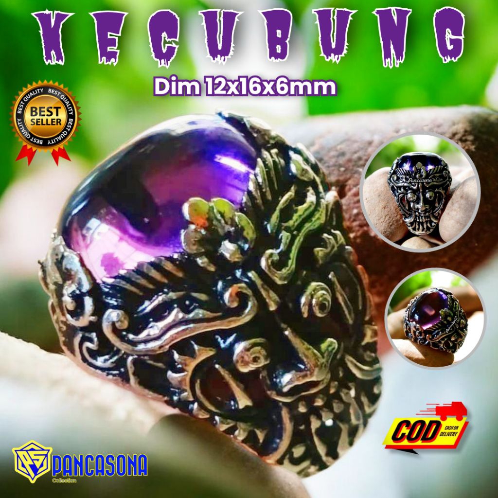 CINCIN BATU AKIK KECUBUNG UNGU ASIAN AMETHYST KRISTAL TOP HQ