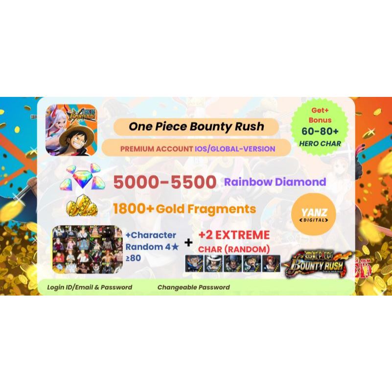 Pack Gacha IOS Edition One Piece Bounty Rush | Rainbow Diamond & Fragment Random EX / BF - Global