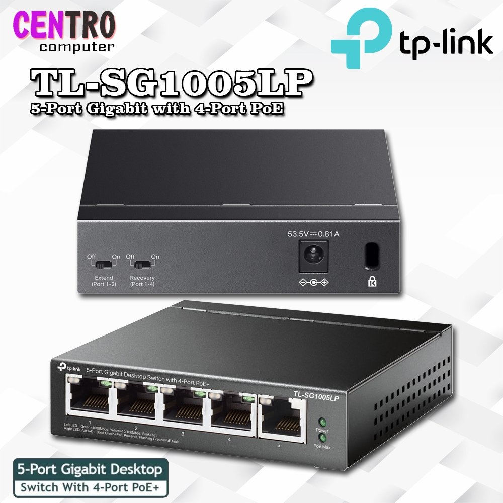 TPLINK TL-SG1005LP 5-Port Gigabit Desktop Switch with 4-Port PoE