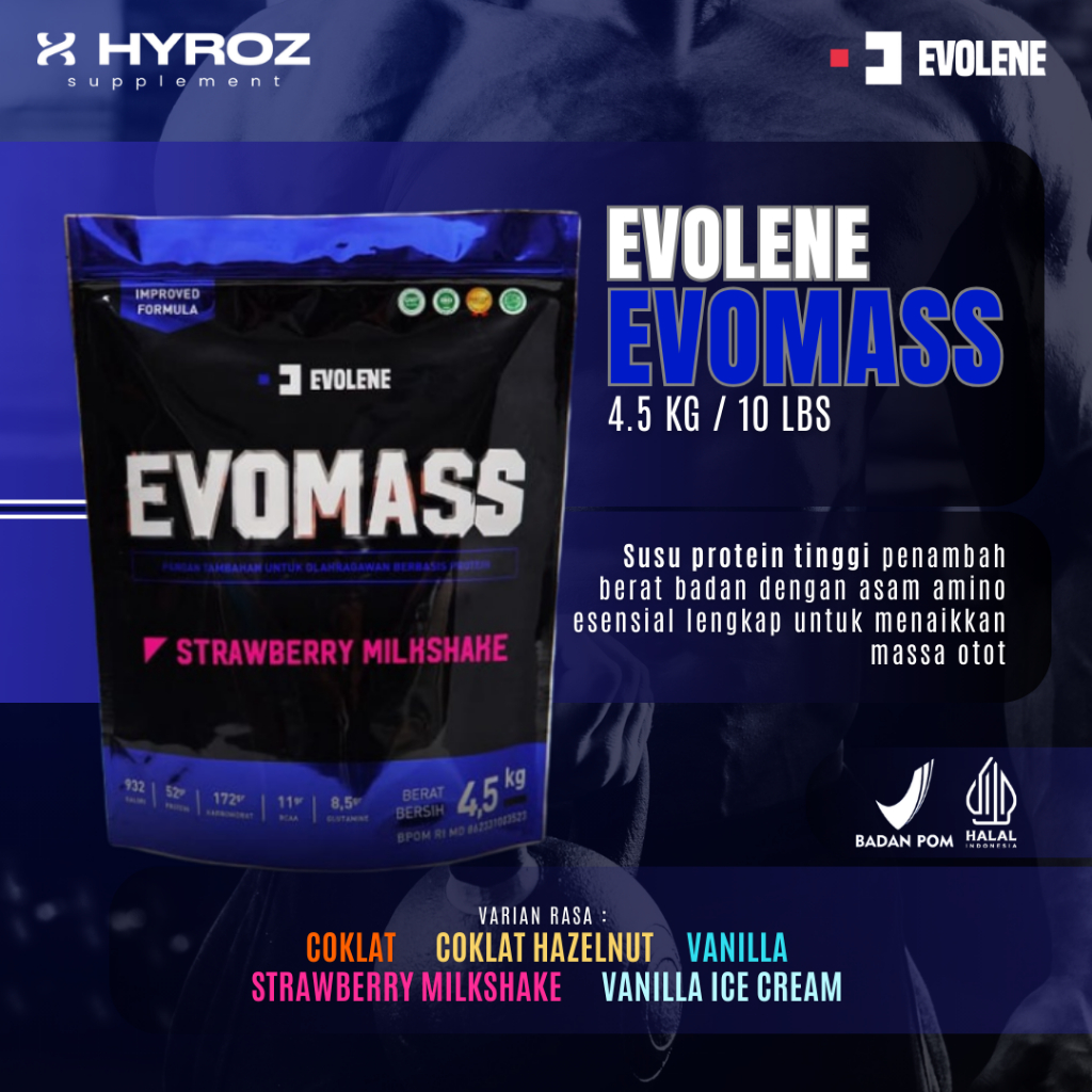 EVOLENE : EVOMASS 4.5kg / 10lb - RASA STRAWBERRY | HALAL & BPOM