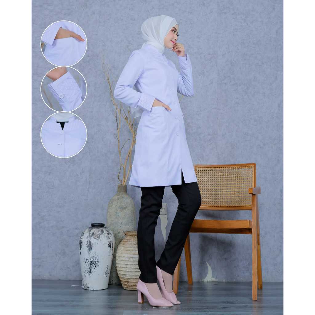 Seragam tunik putih hitam Baju Dinas Model Stik Kotak setelan rok A/celana panjang/rok span/Atasan s