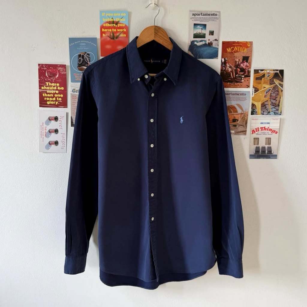 Kemeja Navy Biru Polo Ralph Lauren Pria Wanita Cotton Original