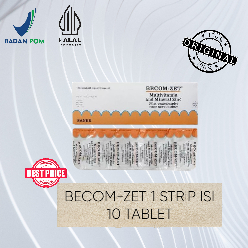 Multivitamin Becom-Zet 1 Strip 10 Kaplet - Suplemen Vitamin B, C, E, dan Zinc