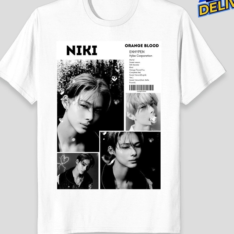 Baju Kaos Tshirt En Initial " NIKI V1 " Sunghoon Sunoo Jungwon Jake Jay Heeseung ENHYPEN Kaos Wanita