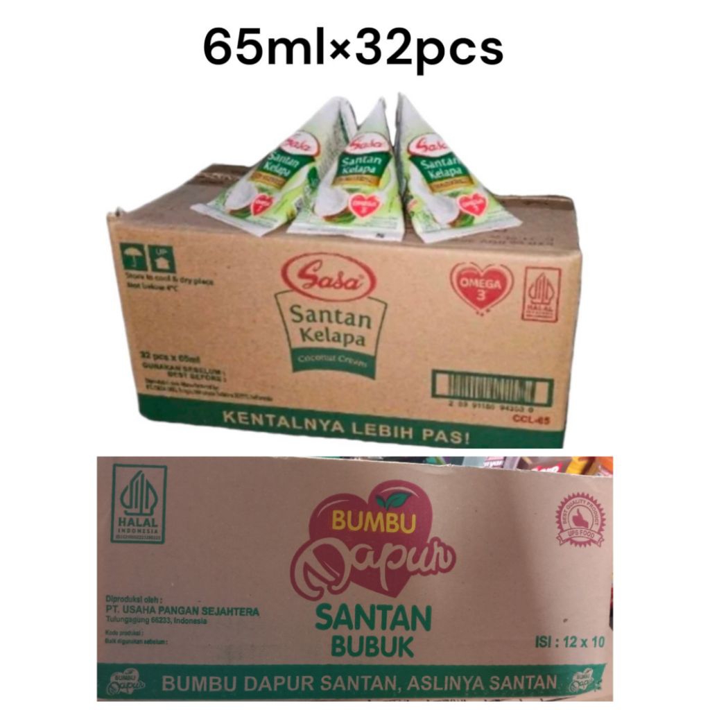 [COD] Promo 1 Dus Sasa Santan Kelapa 65ml x 32 Pcs & Santan Bubuk Isi 120 Pcs (12 Renceng)/Santan Sa