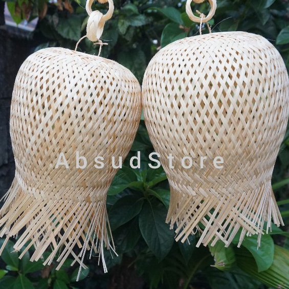 Kap Lampu Bambu Ubur ubur | Kap Lampu Hias Unik | Lampu Cafe Minimalis | Kerajinan Anyaman Bambu Han