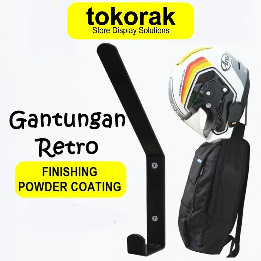 GANTUNGAN HELM DINDING DISPLAY HELEM RETRO HOOK BAJU CANTOLAN HELM RAK HELM TEMBOK - GANTUNGAN JAKET