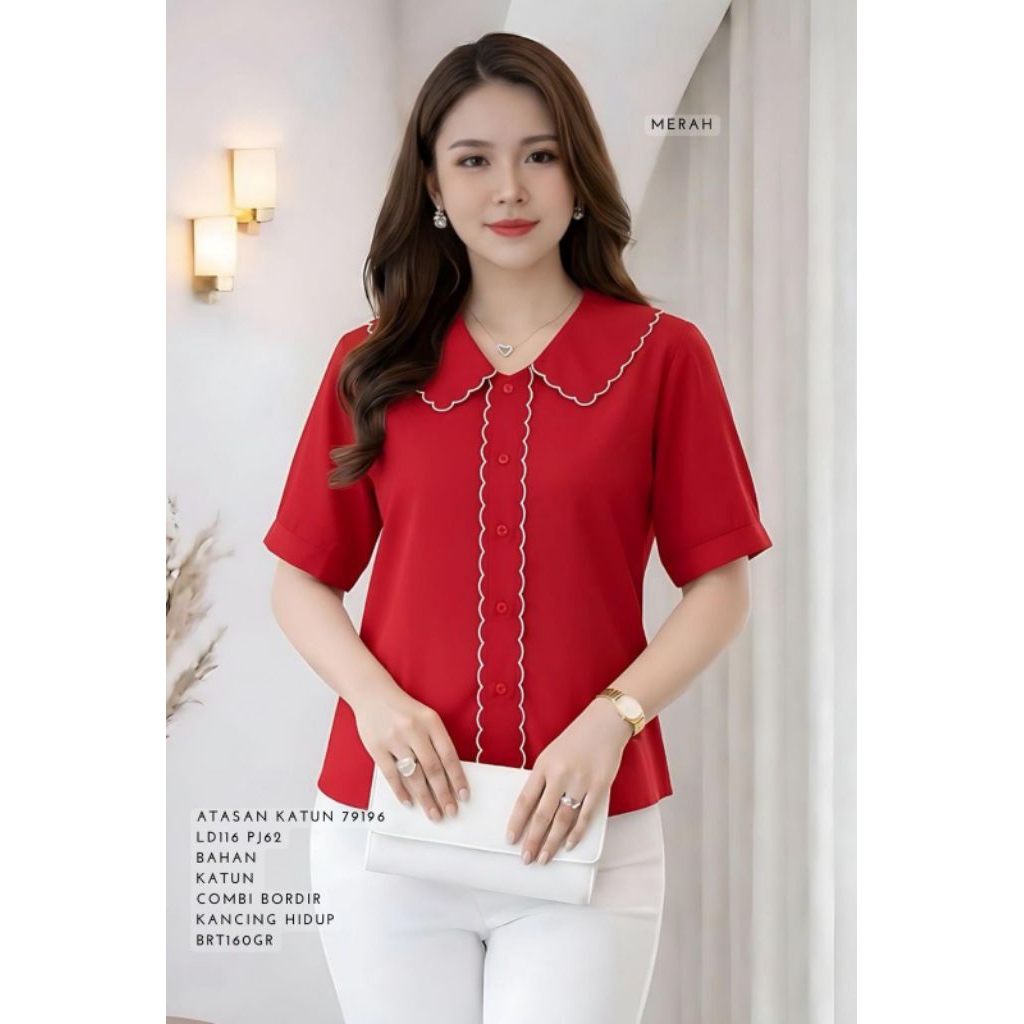 baju blus atasan katun combi bordir import cewek 79196