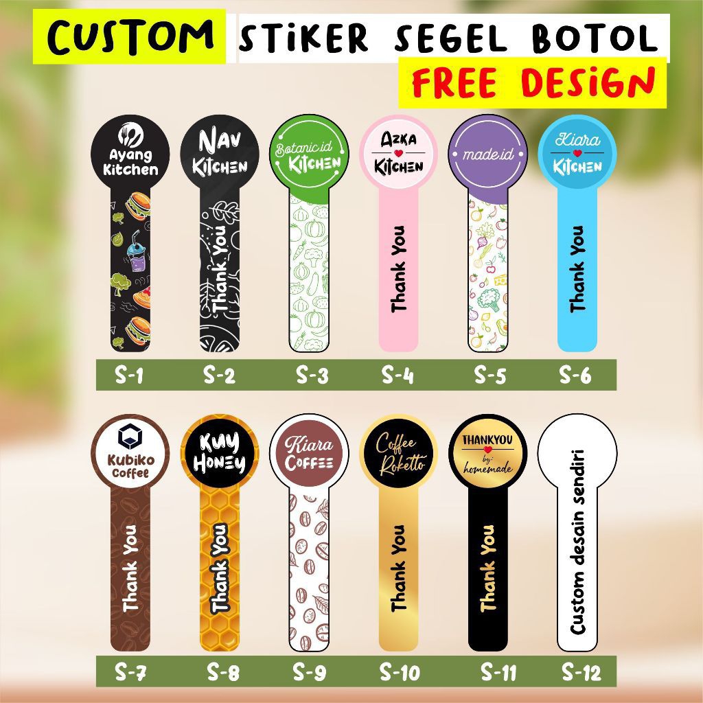 Stiker segel botol satuan - Cetak stiker segel costum