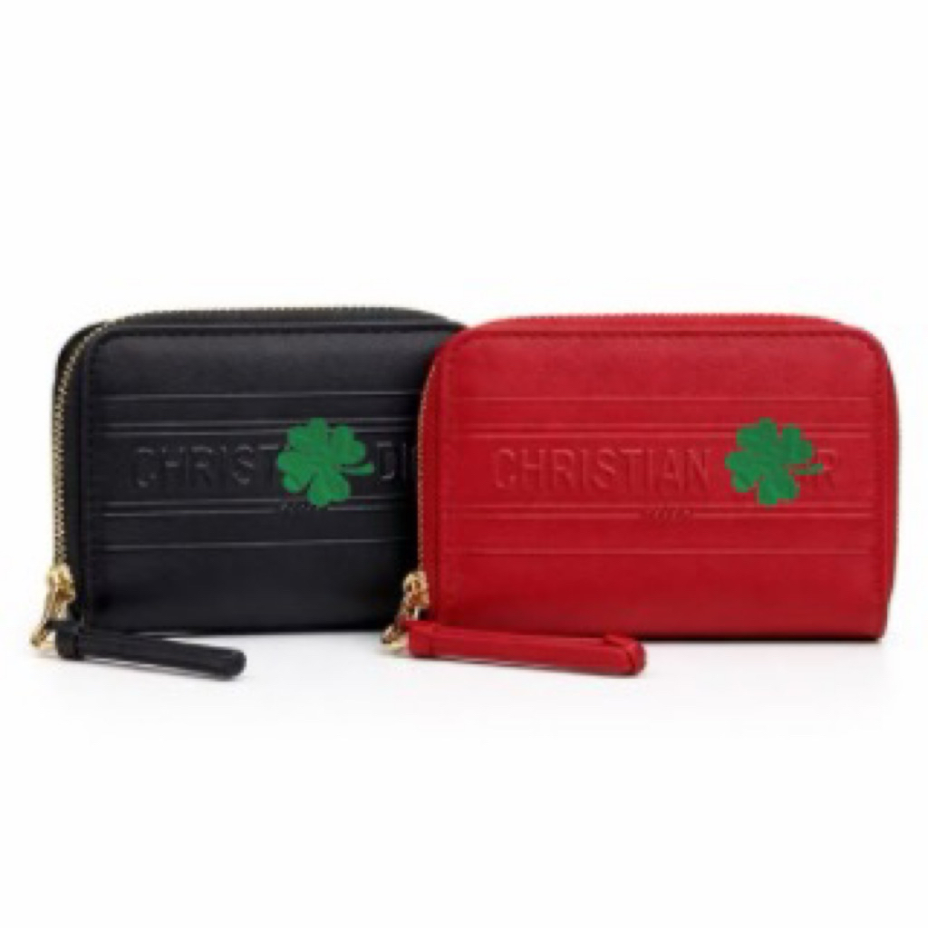 Dior  Original GWP Parfum for – Dompet Kartu Mini Kulit Hitam Merah Elegan