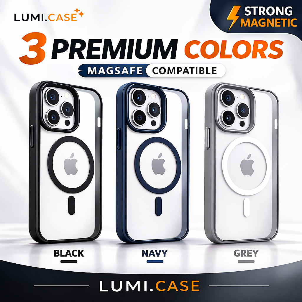 Case iPhone MagSafe Clear Transparan | Strong Magnetic | Anti Shock | Anti Yellow | Camera Protectio